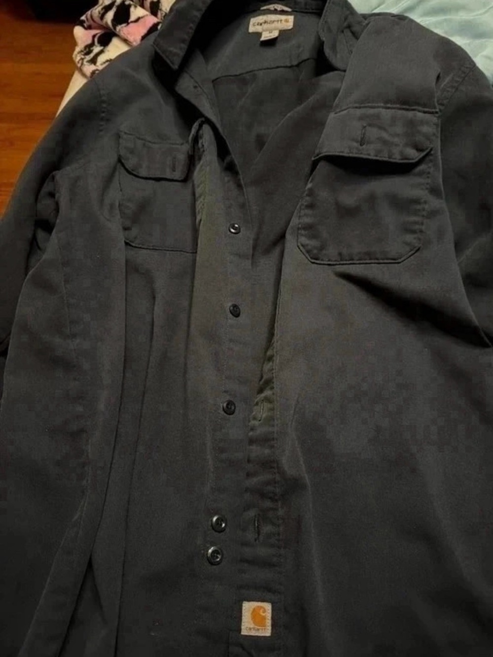 Carhartt Men's Black Lightweight Shirt Jacket with Chest Pockets